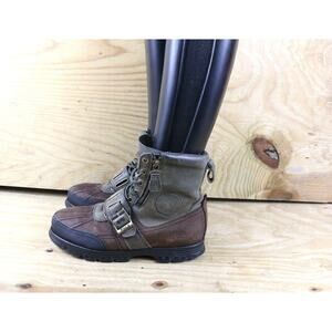 Polo Ralph Lauren Boots Mens 8.5D Multicolor Leather Andres Biker Combat Moto